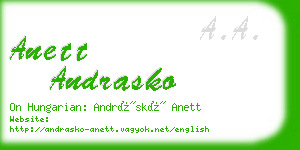 anett andrasko business card
